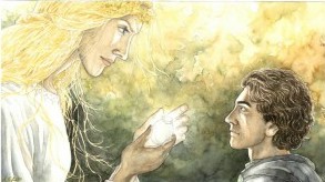 Galadriel &uuml;bergibt Frodo die Phiole