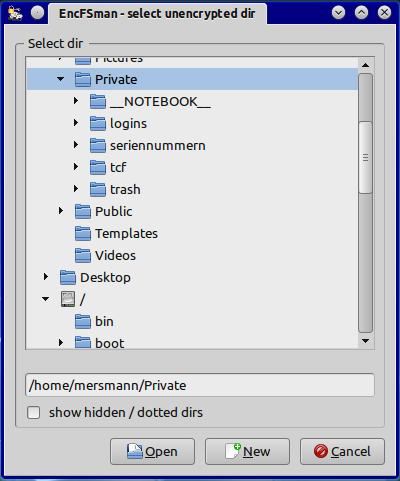 Select directory dialog